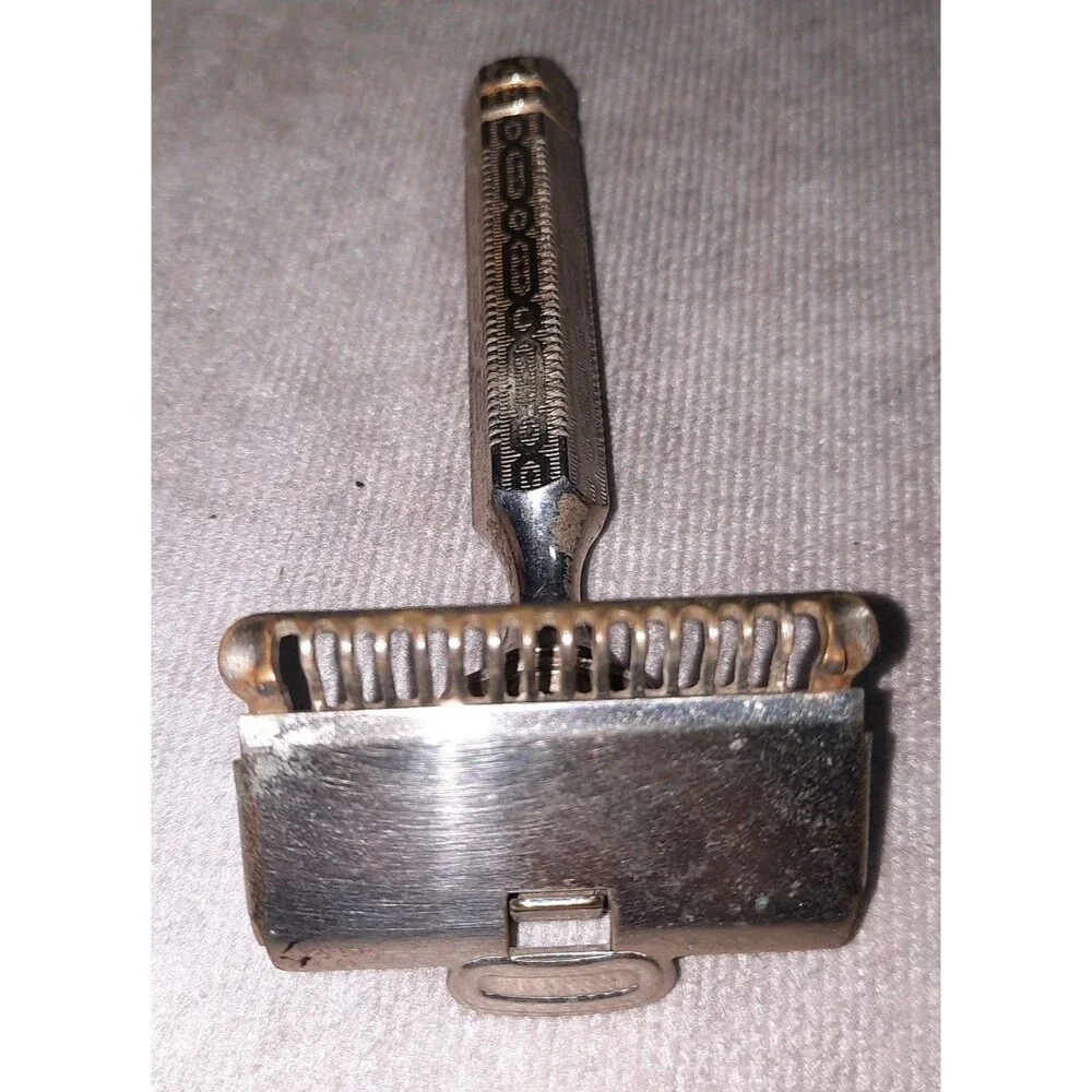 Antique 1912 Patent GEM Brooklyn, NY Brass Safety Razor Ornate Handle